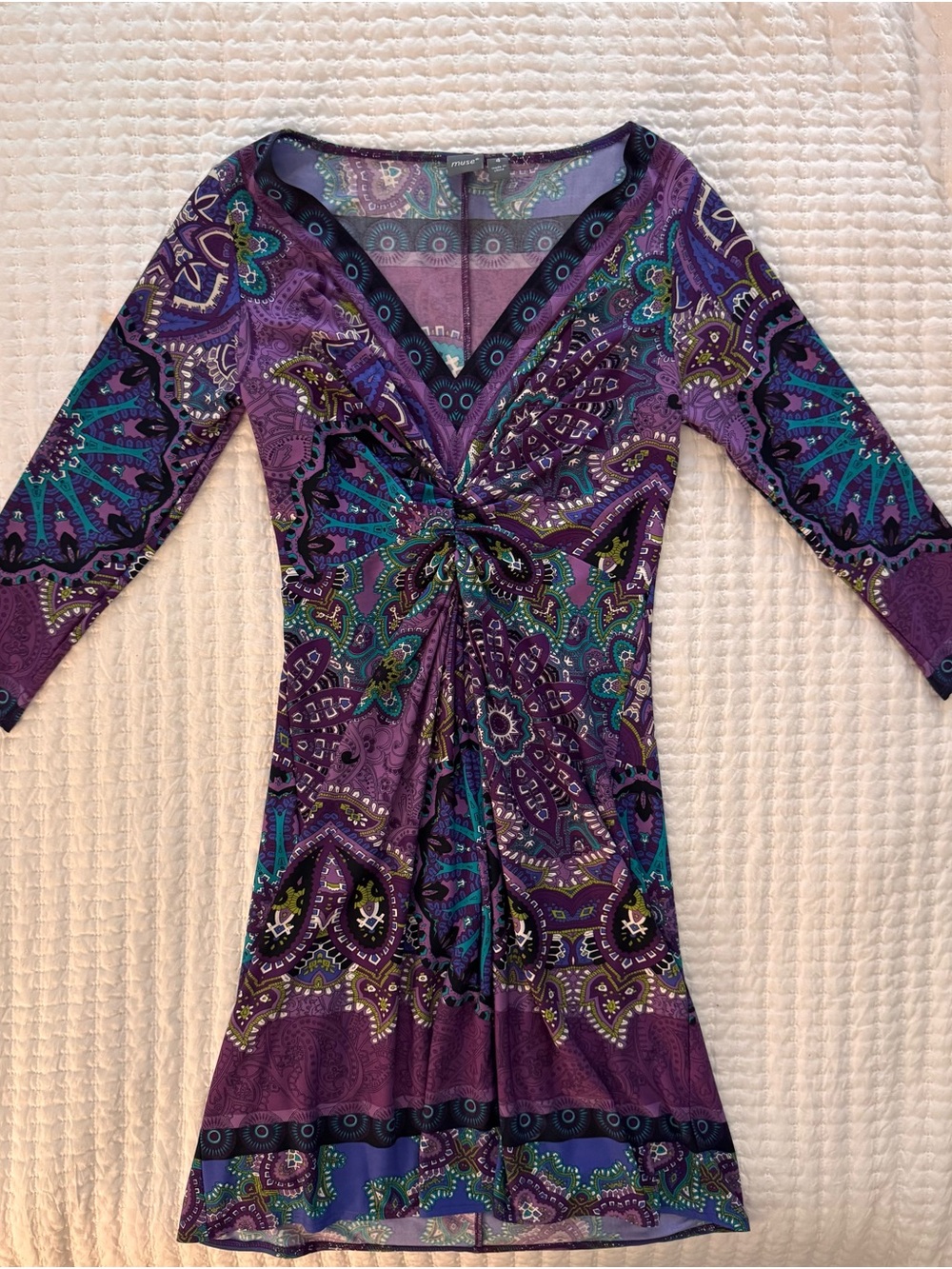 Muse Purple Paisley Long Sleeve Dress- Size 4